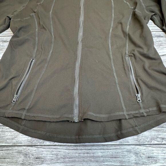 Unbranded Women's Full Zip Track Jacket L LG Large Dark Olive Green Brown Zipper - Picture 5 of 9